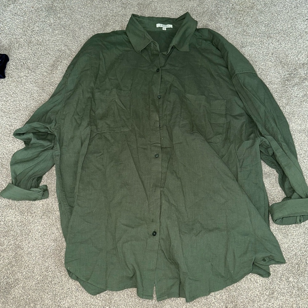 Olive Green Button-Up Shirt